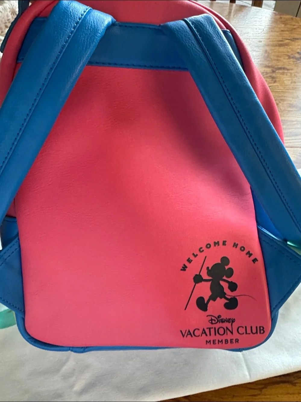 DVC exclusive loungefly Colorblock Pink & Blue Mini Backpack with Vacation Patch